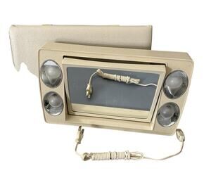 Vintage 1960s Vanity Makeup "Mirror Go Lightly" & Travel Case Ivory Works MCM